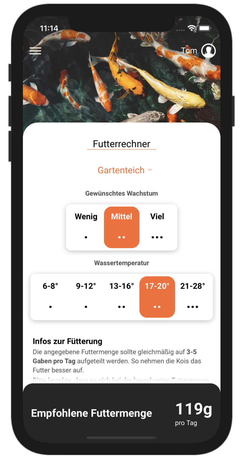 Futterrechner in der App